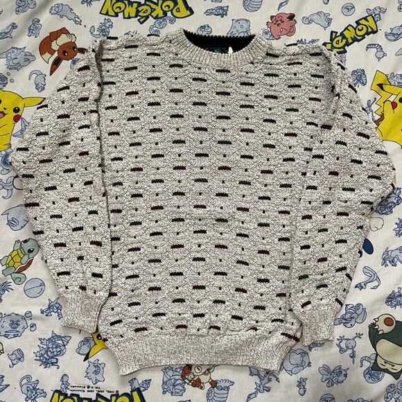 Vintage 90s JTJ Collections Grey Pattern Sweater - Picture 1 of 3